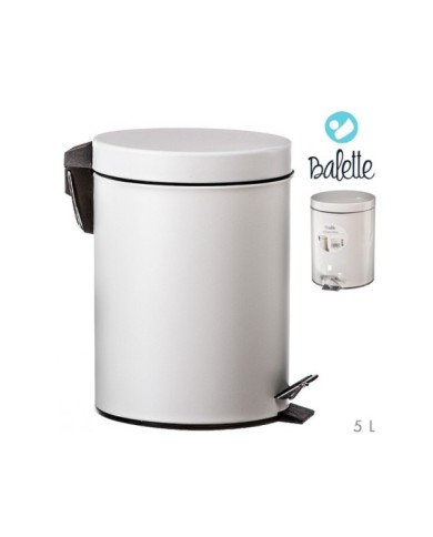 PAPELERA ACERO  5 L CON PEDAL BLANCA