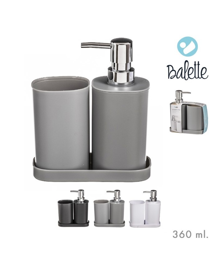 SET ACCESORIOS BAÑO 3 PZS MINIMAL SURT/3 COL 360ml