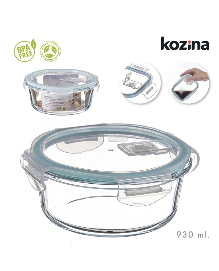 FIAMBRERA BOROSILICATO REDONDA HERMETICA 930 ml