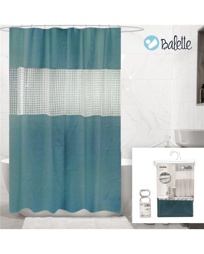 CORTINA BAÑO EVA TURQUESA 180x200 cm