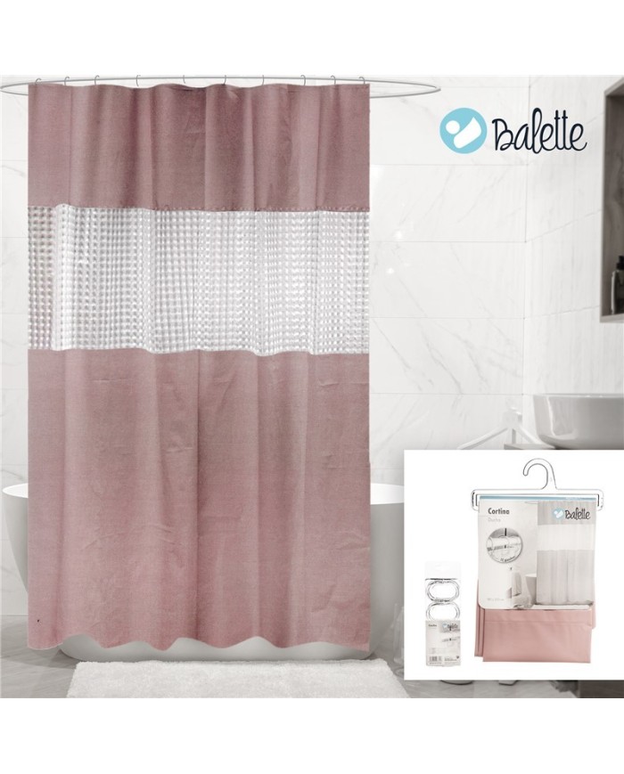 CORTINA BAÑO EVA ROSA PALO 180x200 cm
