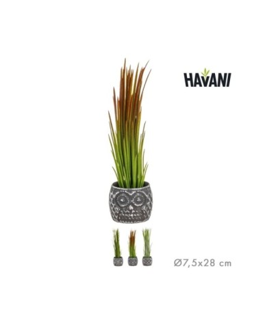 MACETA BUHO HIERBA ARTIF. SURT/3