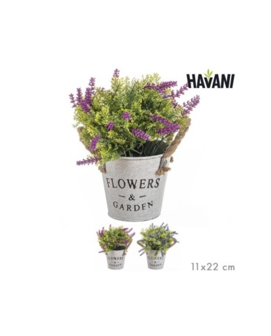 MACETA METAL FLORES ARTIF. SURT/2