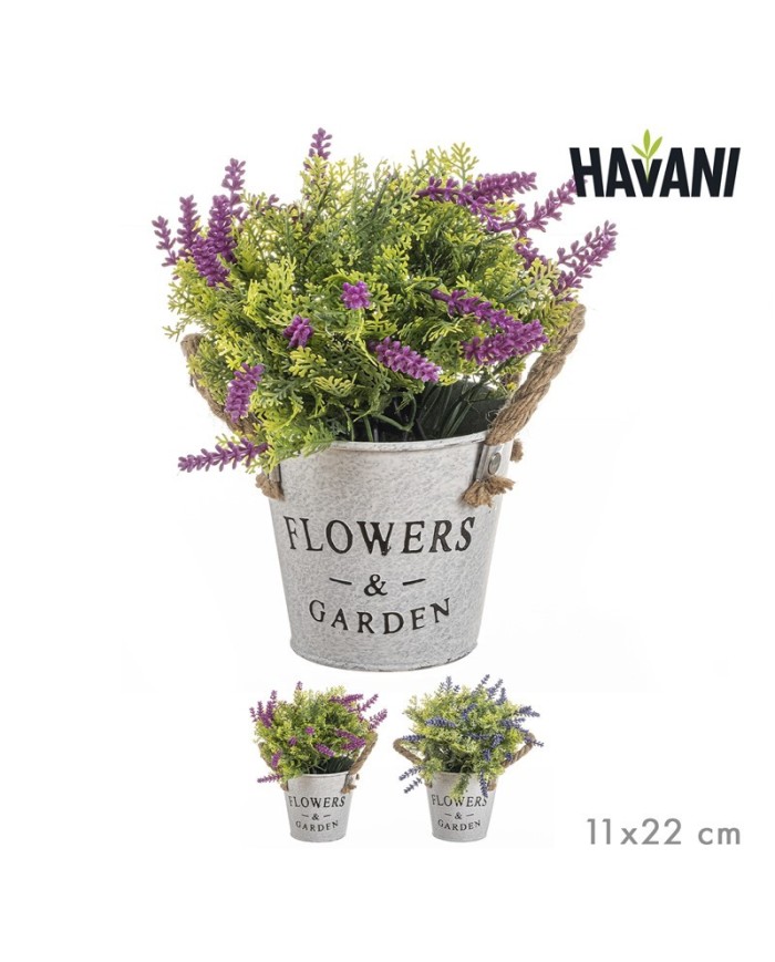 MACETA METAL FLORES ARTIF. SURT/2