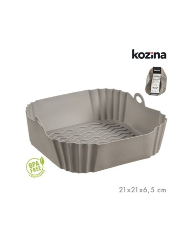 MOLDE SILICONA AIRFRYER CUADRADA 21 cm GRIS LFGB