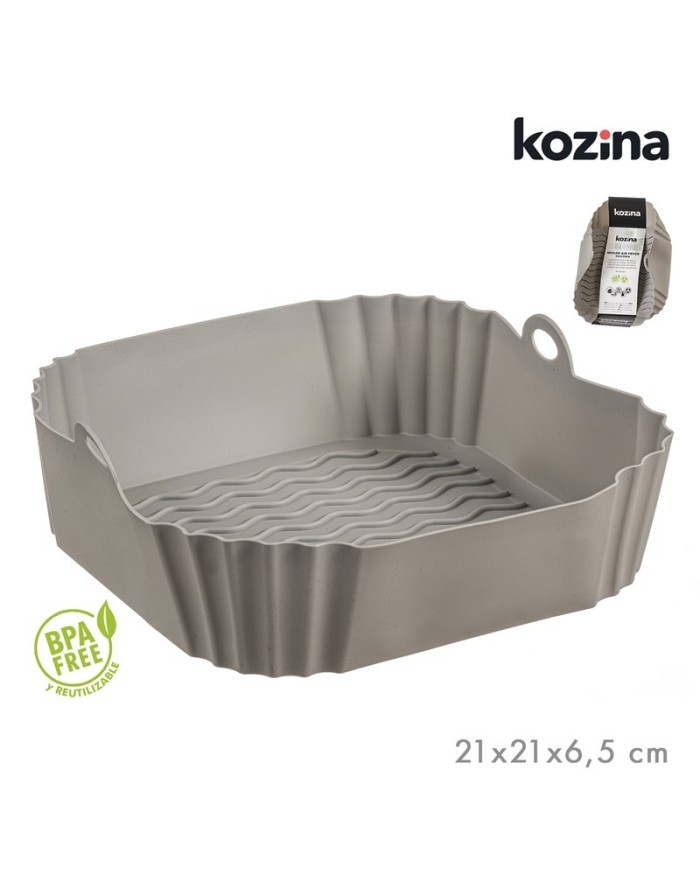 MOLDE SILICONA AIRFRYER CUADRADA 21 cm GRIS LFGB