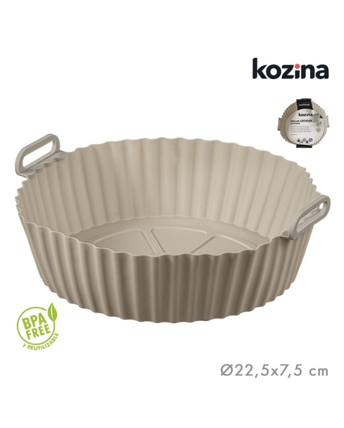 MOLDE SILICONA AIRFRYER REDONDA 22,5 cm GRIS LFGB