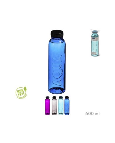 BOTELLA PLASTICO MAX AQUA 600 ml SURT/4