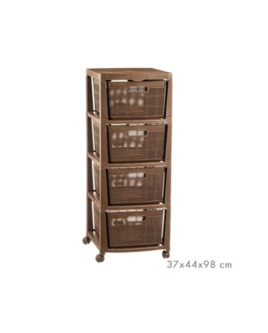 ORGANIZADOR 4 CAJONES PLASTICO CON RUEDAS