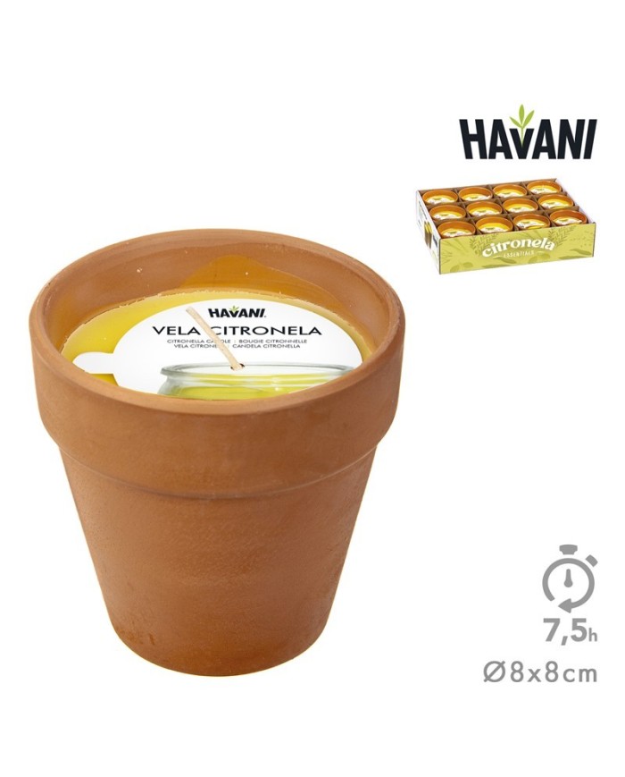 VELAS VASO BARRO CITRONELA