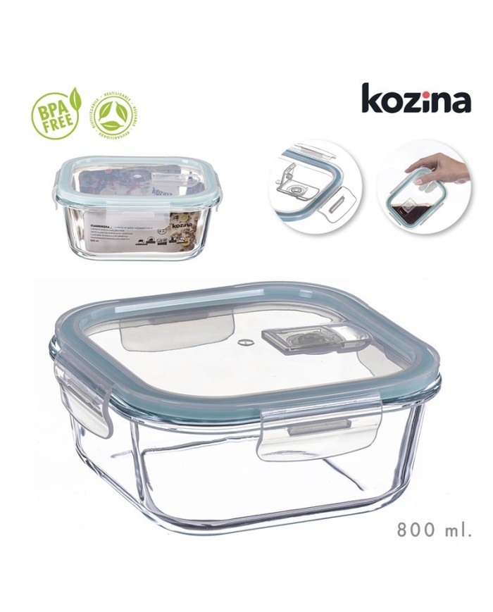 FIAMBRERA BOROSILICATO CUADRADA  800 ml