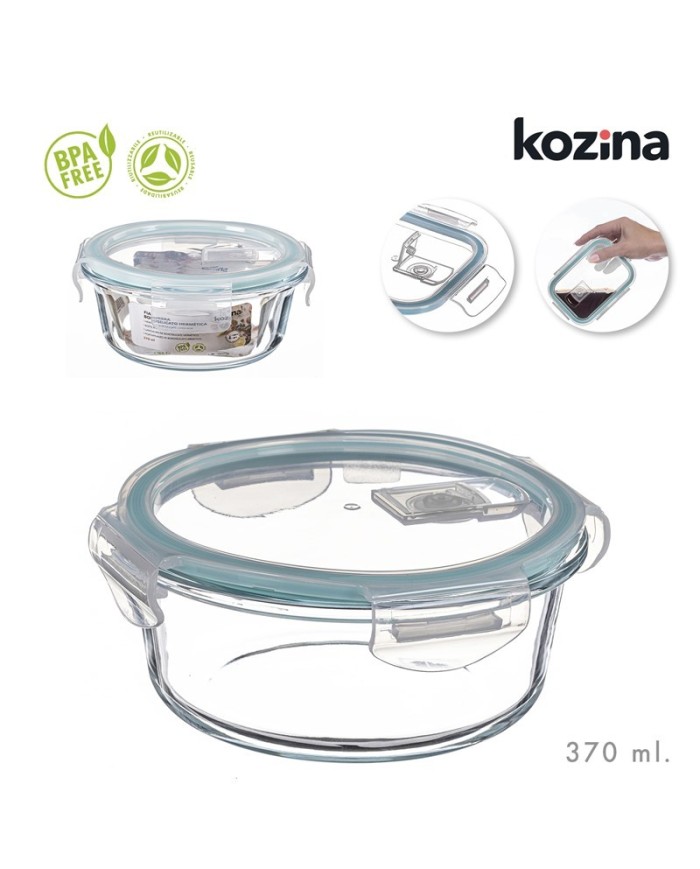 FIAMBRERA BOROSILICATO REDONDA HERMETICA 370 ml