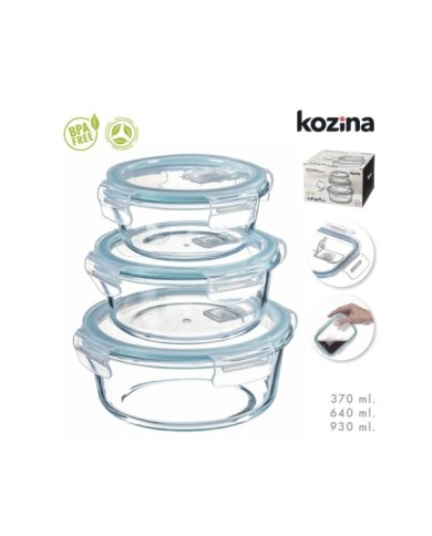 SET 3 FIAMBRERAS BOROSILICATO REDONDAS HERMETICAS