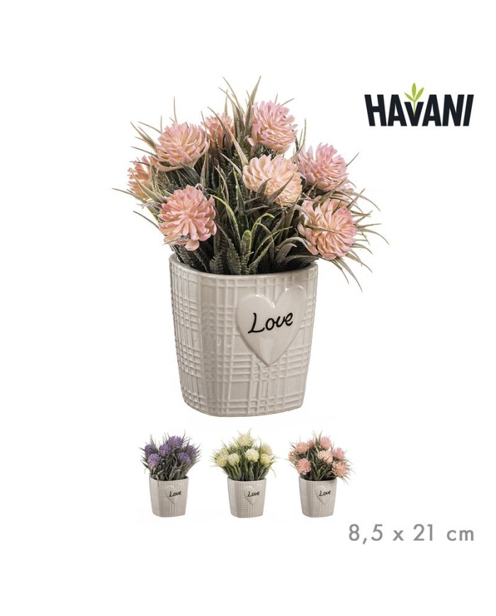 FLORES ARTIF. MACETA LOVE SURT/3