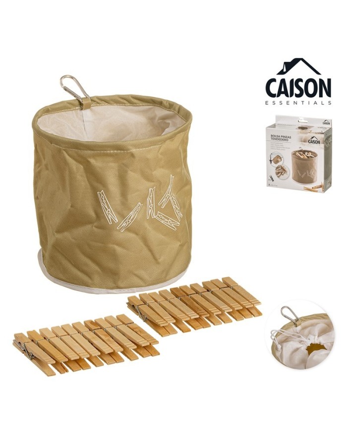 BOLSA PINZAS CON 20 PINZAS DE MADERA