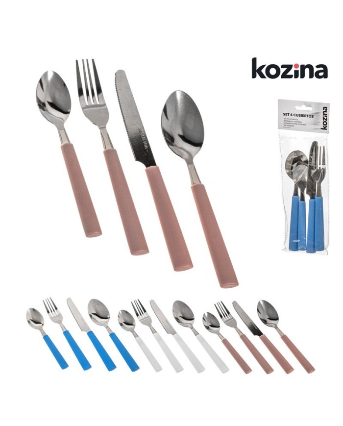 SET 4 PCS CUBIERTOS ACERO INOXIDABLE SURT/3 COL