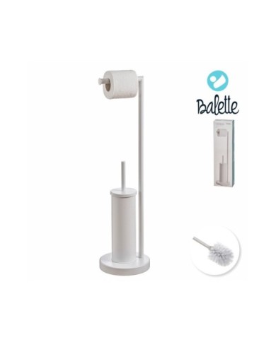 PORTARROLLO-ESCOBILLERO METAL BLANCO MATE 71 cm