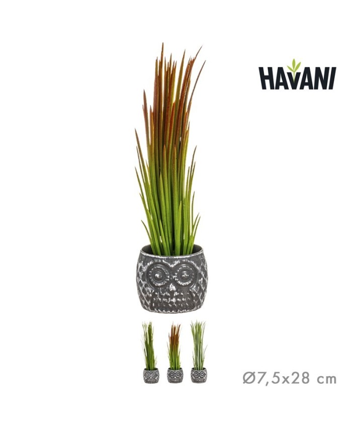 MACETA BUHO HIERBA ARTIF. SURT/3