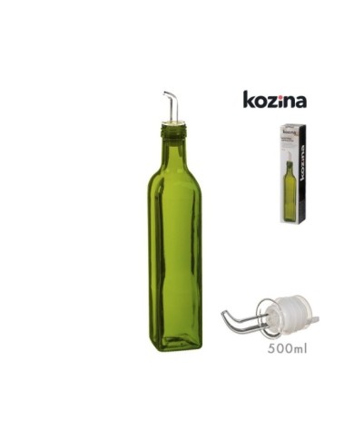 ACEITERA CRISTAL ANTIGOTEO CUADRADO VERDE 500 ml