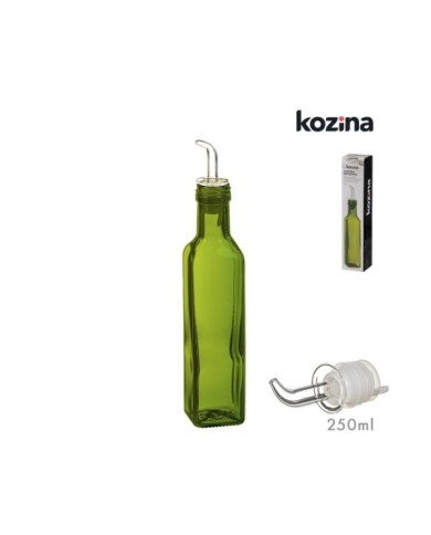 ACEITERA CRISTAL ANTIGOTEO CUADRADO VERDE 250 ml