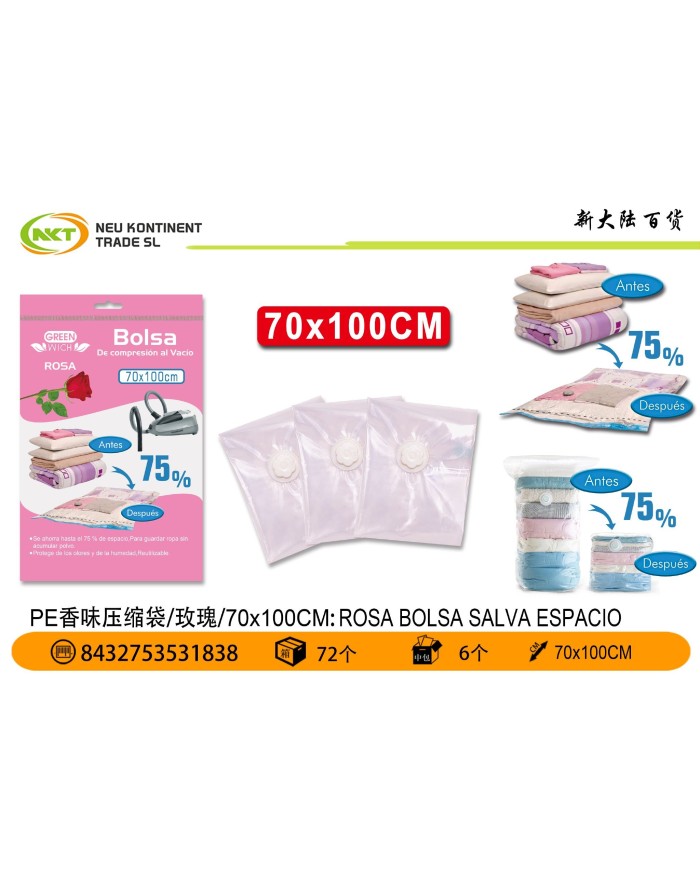 70X100CM ROSA BOLSA SALVA ESPACIO