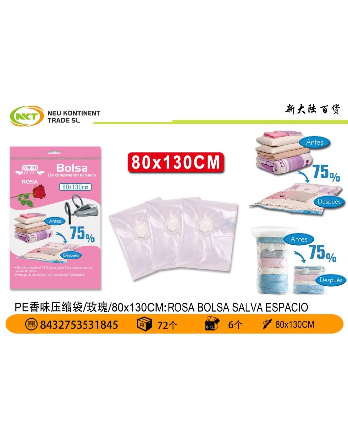 80X130CM ROSA BOLSA SALVA ESPACIO