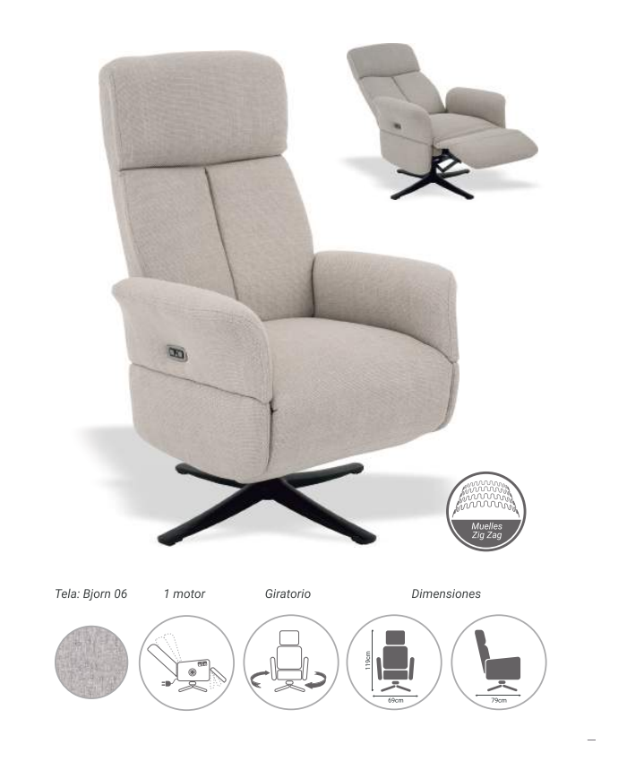 Sillón Relax Giratorio Eléctrico Nebraska Bjorn 06