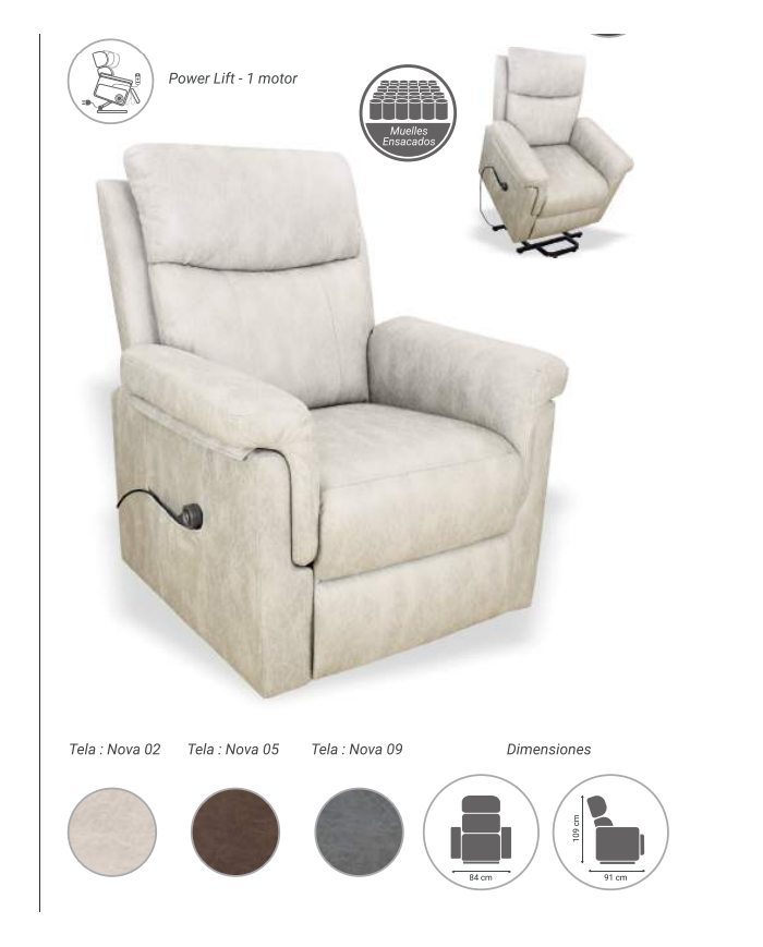 Sillón PowerLift Dallas Nova con Mando USB
