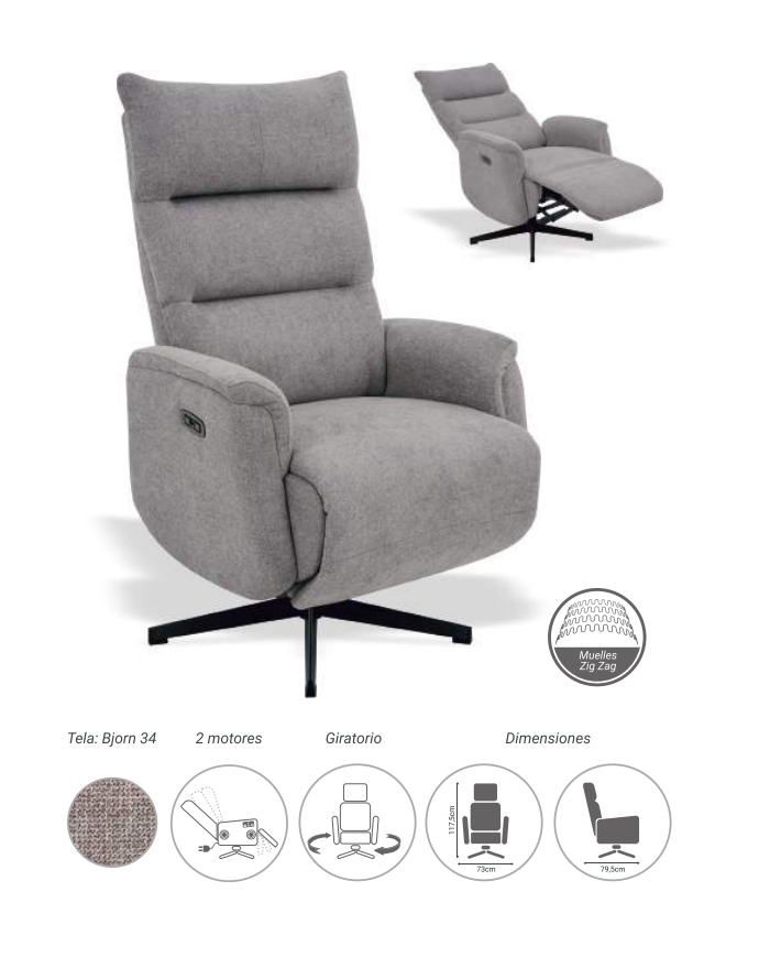 Sillón Relax Giratorio Eléctrico Carolina Bjorn 34