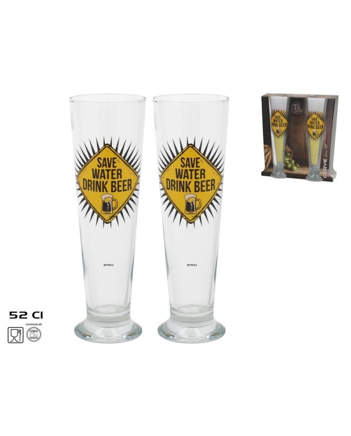 VASO CERVEZA X2  SIENA 52CL SAVE WATER CA