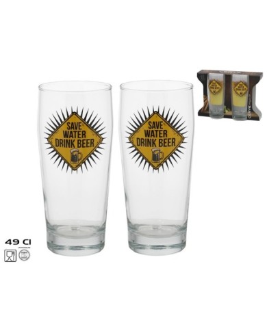 VASO CERVEZA X2 WILLYGLASS 49CL SAVE WATER CA