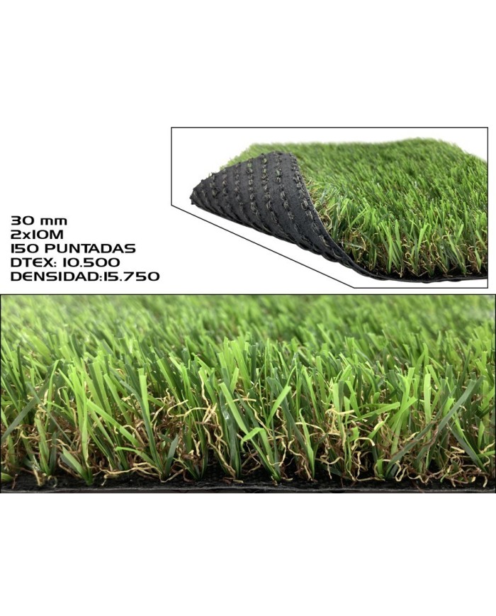 CESPED ARTIFICIAL 2MX10M- 30MM 150 PUNTADAS  DTEX: