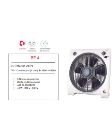 Box fan aspas 30 cm Ø temporizador