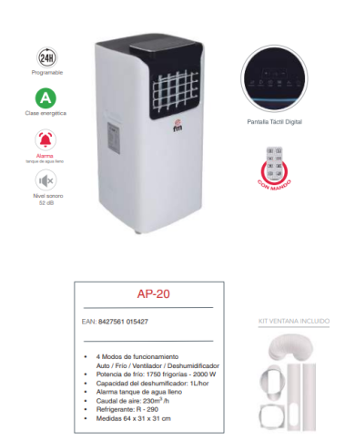 Aire acondicionado portatil 1750 fg