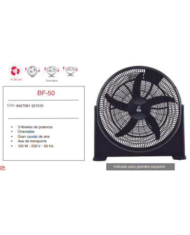 Box fan aspas 50 cm Ø 120 watios