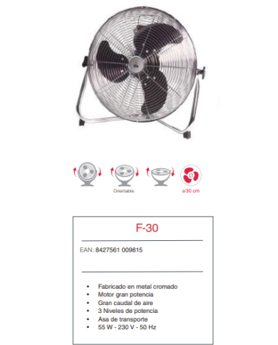 Semi-Industrial de suelo 30 cm Ø 55 w