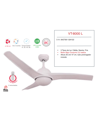 DC 132 cm Ø c/Luz c/Mando BAJO CONSUMO