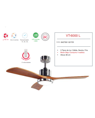 DC 132 cm Ø c/Luz c/Mando BAJO CONSUMO