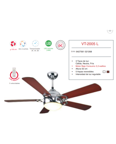 DC 132 cm c/Luz c/Mando BAJO CONSUMO