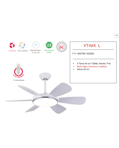 DC 107 cm 0c/Luz c/Mando BAJO CONSUMO