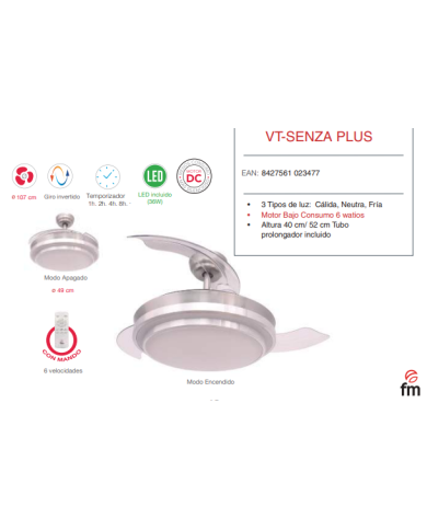 DC 107 cm Ø c/Luz c/Mando BAJO CONSUMO