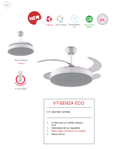 DC 106 cm Ø c/Luz c/Mando BAJO CONSUMO