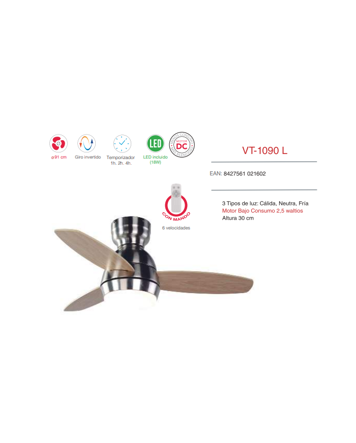 DC 91 cm Ø c/Luz c/Mando BAJO CONSUMO