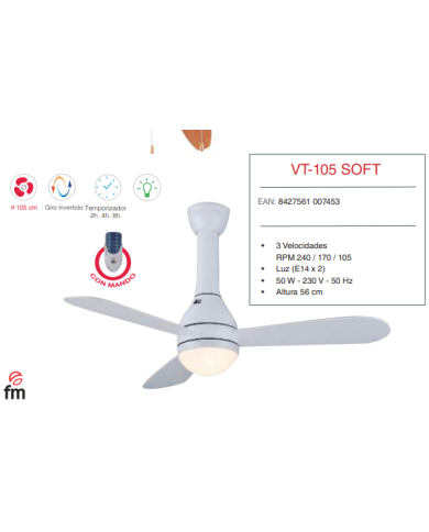 105 cm con Luz Mando a distancia