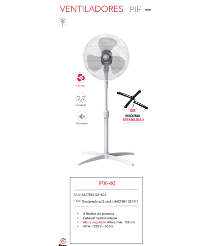 Ventilador 40 cm pie montaje "click"