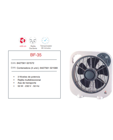 Box fan aspas 30 cm Ø temporizador
