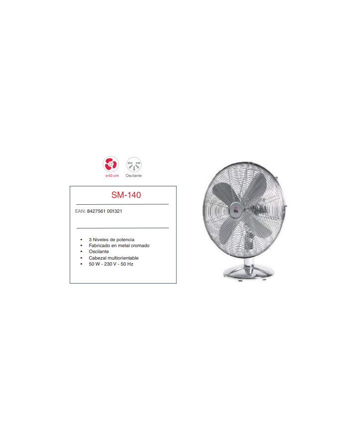 Ventilador sobremesa 40 cm Ø