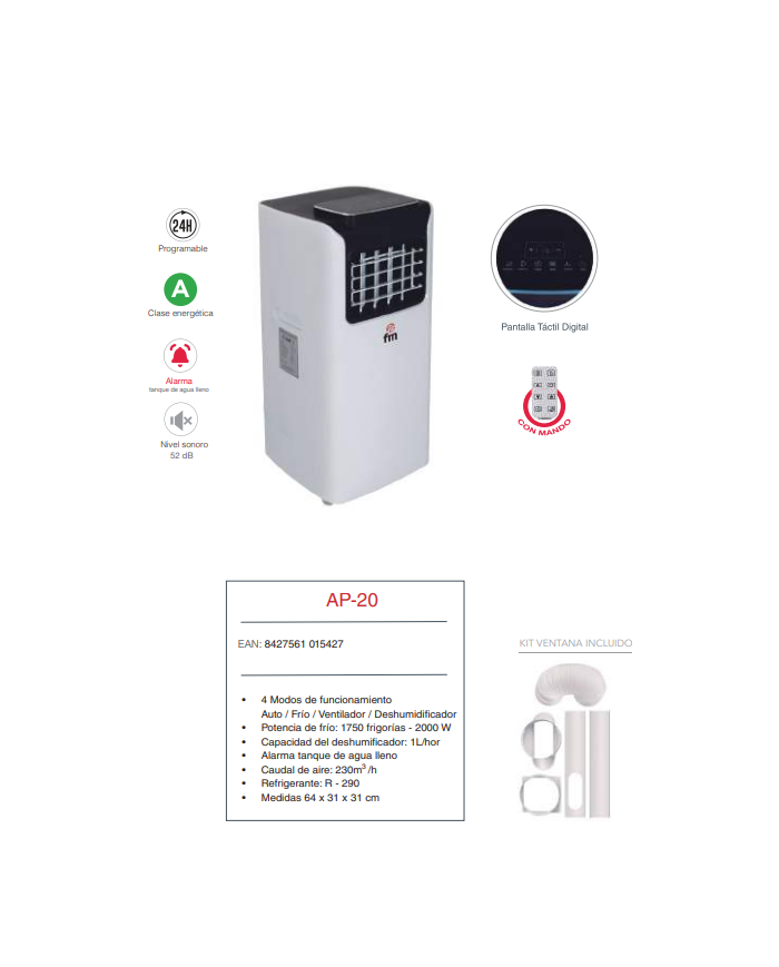 Aire acondicionado portatil 1750 fg