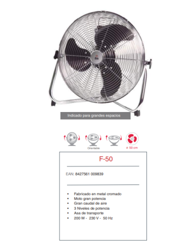 Semi-Industrial de suelo 50 cm Ø 200 w