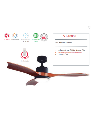 DC 132 cm Ø c/Luz c/Mando BAJO CONSUMO